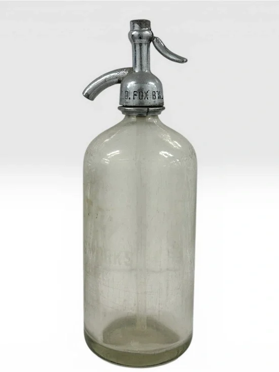 Antique J.D. Fox Brooklyn NY Soda Seltzer Siphon Fulton Bottling Etched Glass - Picture 4 of 11